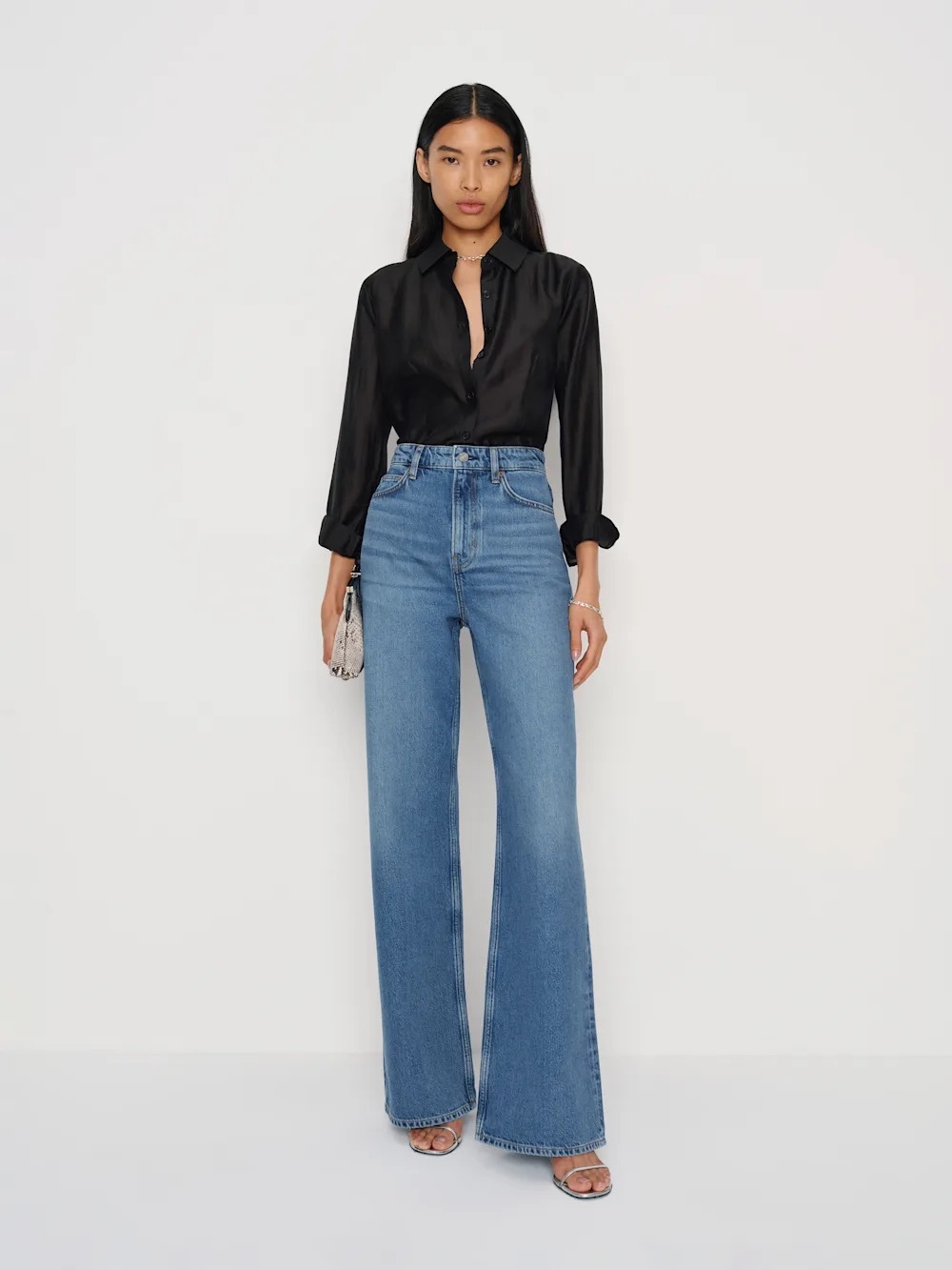 Reformation Cary High Rise Slouchy Wide Leg Jeans in Naysa - Size 25